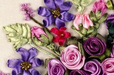 вышивка лентами цветы